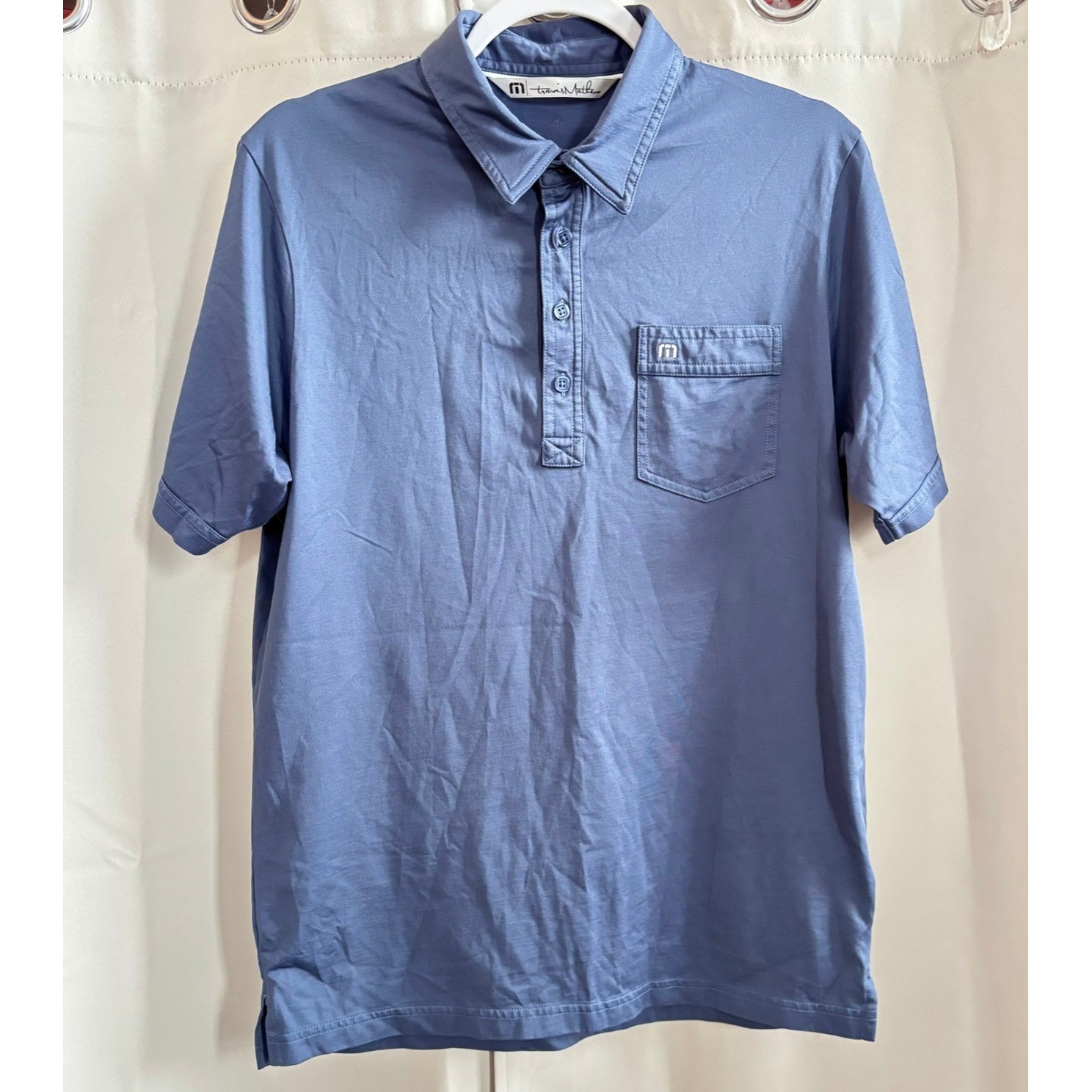 Travis Mathew Mens Blue Short Sleeve Golf Polo Shirt Medium Pima Cotton 19323